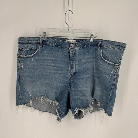 Abercrombie & Fitch Pants - Abercrombie & Fitch Shorts Womens 37 24 blue high rise dad summer beach festival